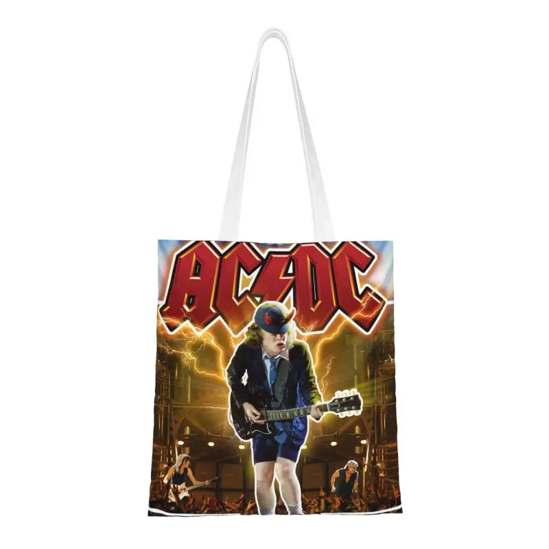 Сумка для покупок с забавным принтом рок-группы, Моющаяся холщовая сумка для покупок AC DC, Австралийская музыкальная сумка для хэви-метала.