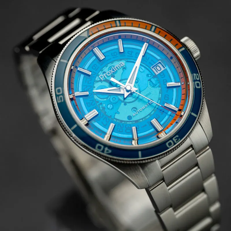 PX1701 39 мм Роскошные мужские часы с сапфировым безелем, автоматические механические наручные часы со светящейся датой, водонепроницаемые часы для дайвинга на 200 м