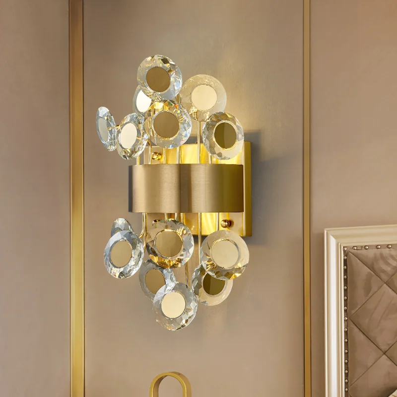 Люстры Светодиодные Хрустальные светильники спальня гостиная кристалл AC90-260V декоративная прикроватная лампа настенная