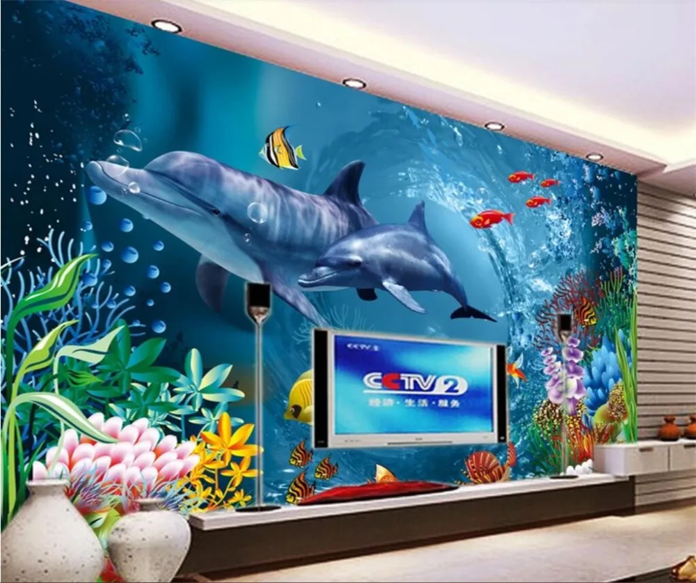 beibehang Пользовательские фотообои 3d подводный мир стерео гостиная ТВ украшение стен фресками papel de parede 3d обои