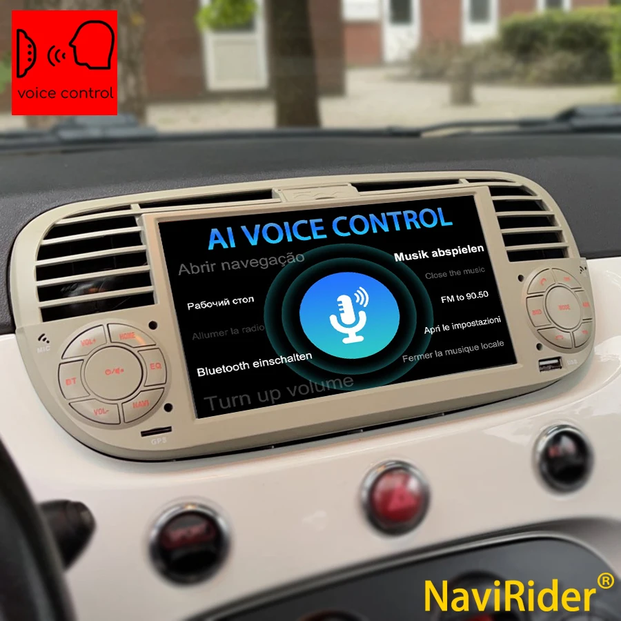 Голосовое управление Android 13 Автомобильная GPS навигация DVD Мультимедийный плеер для FIAT 500 2 Din Автомагнитола Стерео Автоаудио FM DPS WIFI BT