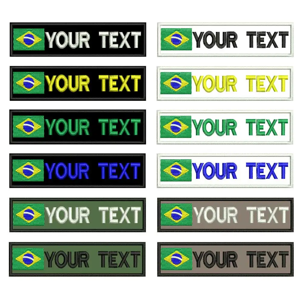 Индивидуальная нашивка с вышивкой флага Бразилии, надписью имени, нашивками военного значка, нашивками на железе или крючком для рюкзака одежды
