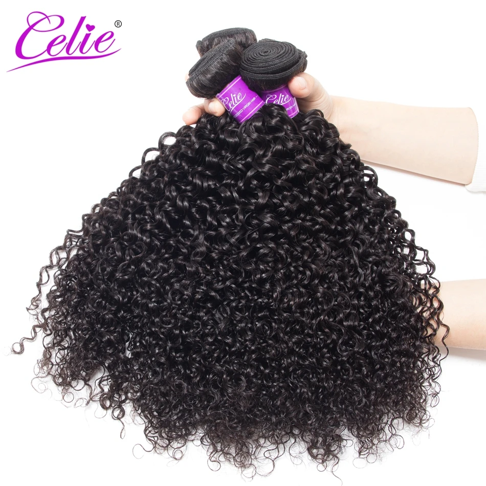 Бразильские вьющиеся волосы Celie, 3 пучка, 100 г/ шт, наращивание человеческих волос Remy, натуральный черный цвет, бразильские пучки волос, плетение волос