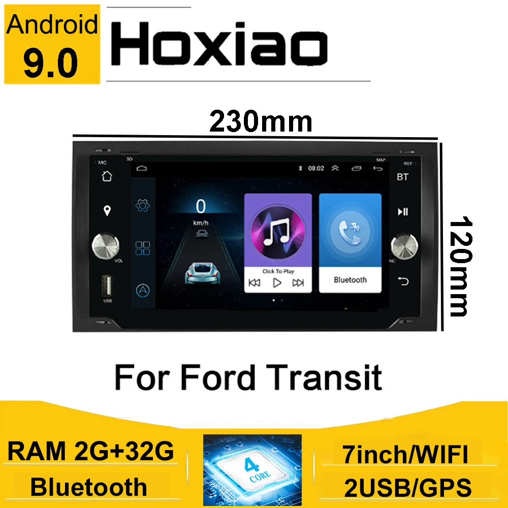 Автомобильный мультимедийный радиоплеер Android 9 с Bluetooth Для Ford Transit От Fiesta От Focus/Focus2 Galaxy Mondeo Fusion C-Max S-Mas