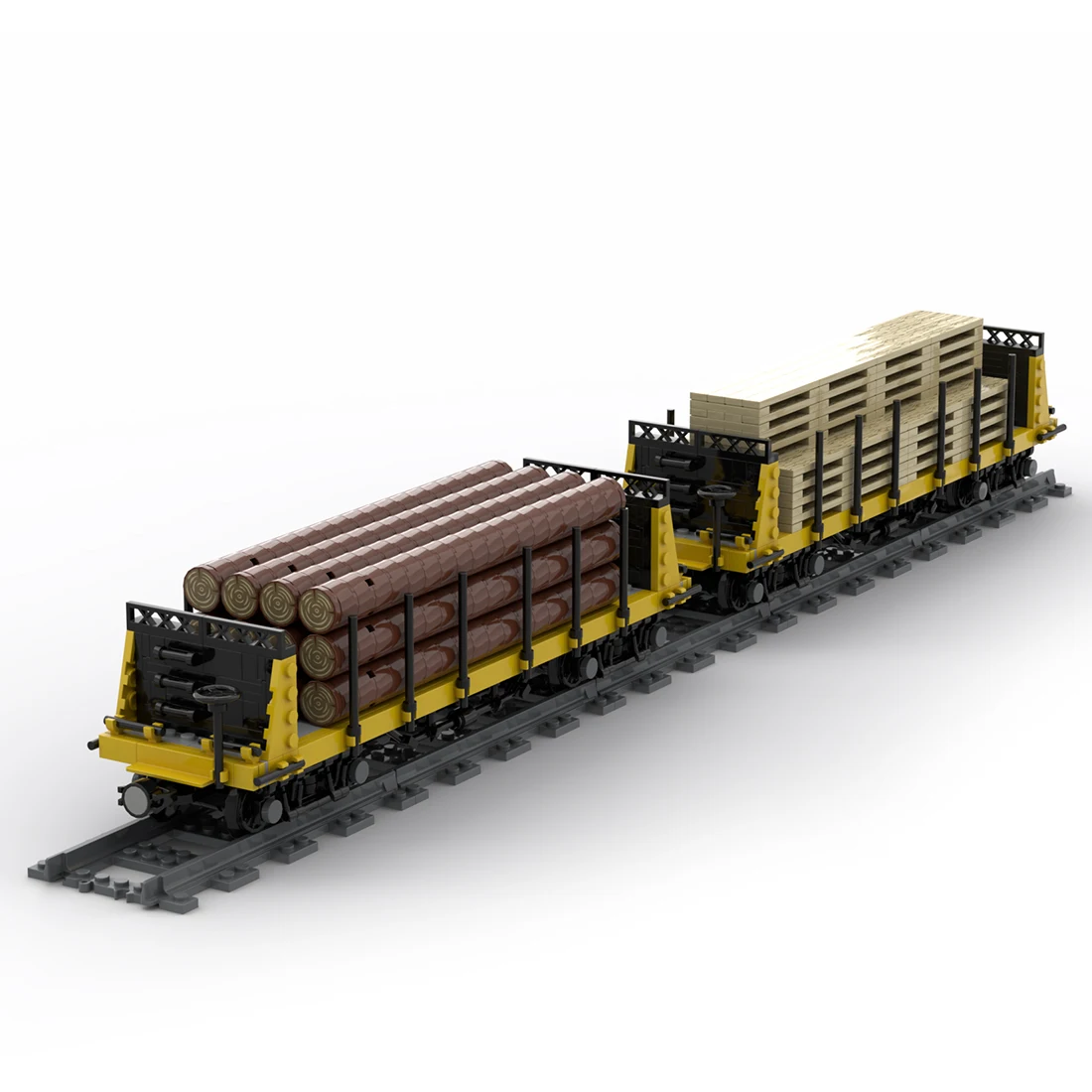 Авторизованная модель вагона-пиломатериала MOC-49271, строительные блоки, набор игрушек MOC (1287 шт.)