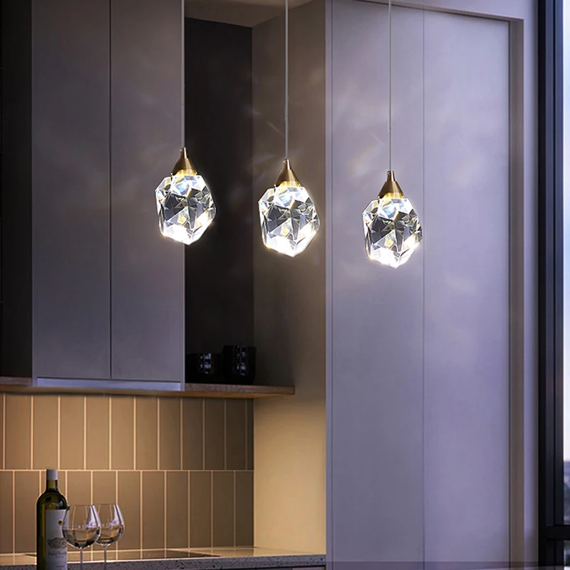 современный подвесной ресторан-бар алмазная люстра подвесной светильник роскошь и простота дизайна светильника медная лампа