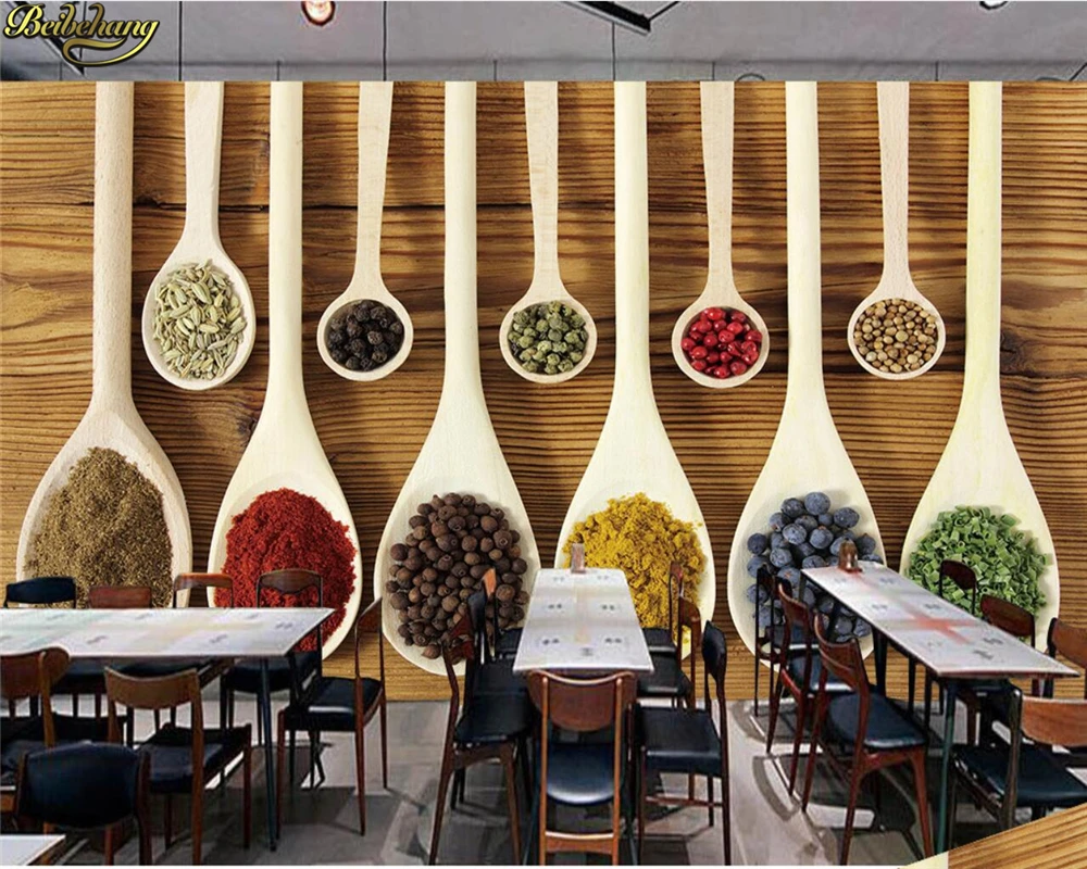 обои beibehang, домашний декор, Фотообои на заказ, настенная роспись в стиле ретро, винтаж, 3D Ресторан Spoon, настенная роспись в ресторане