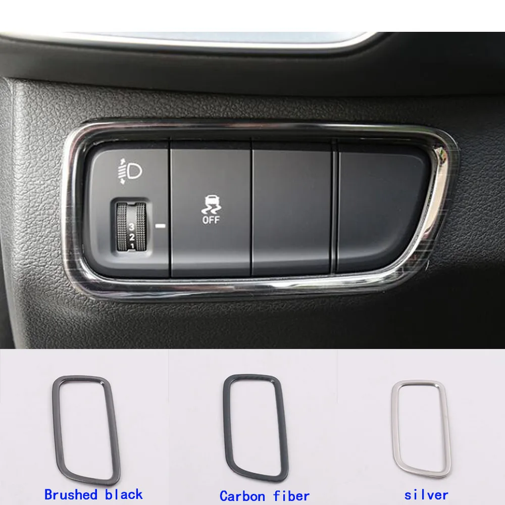 Наклейка на авто Из нержавеющей Стали, Кнопка включения передних противотуманных фар, Накладка на рамку лампы для Hyundai Santa Fe SantaFe 2019 2020 2021-2024