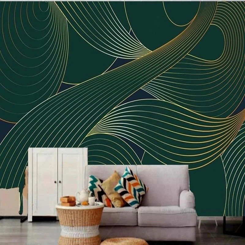 Абстрактные Ретро Позолоченные Геометрические Линии Фрески 3D Обои Для 3D Гостиной Спальни Фон Стены Домашнего Декора Настенная Ткань Фреска