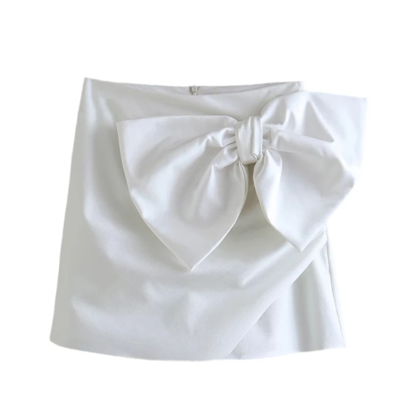 Модные универсальные тонкие шорты трапециевидной формы с высокой талией, летняя Новая мини-юбка с бантом, брюки