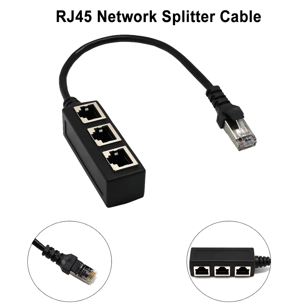 RJ45 От 1 Мужчины До 3 Женщин Разветвитель Адаптер Удлинитель 3 В 1 Сетевой Соединительный Кабель LAN Ethernet