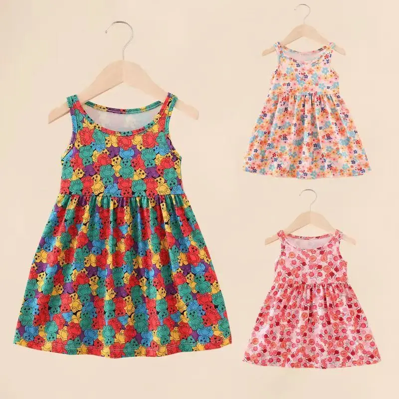2023 Новое детское цельнокроеное летнее платье для девочек