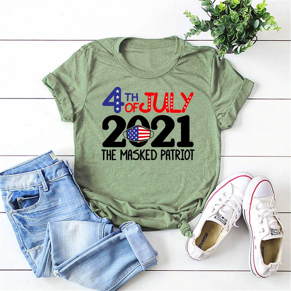Рубашка 4 июля 2021, Рубашка патриота в маске, Забавные рубашки на День свободы, Независимости, Патриотические семейные топы, Карантинные футболки