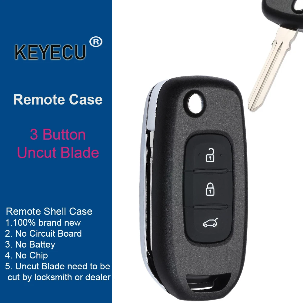 KEYECU Флип-Чехол для Автомобильных Ключей с Дистанционным Управлением для Renault Twingo для Dacia Duster Sandero Symbol 2013-2017, Брелок с 3 Кнопками HU136