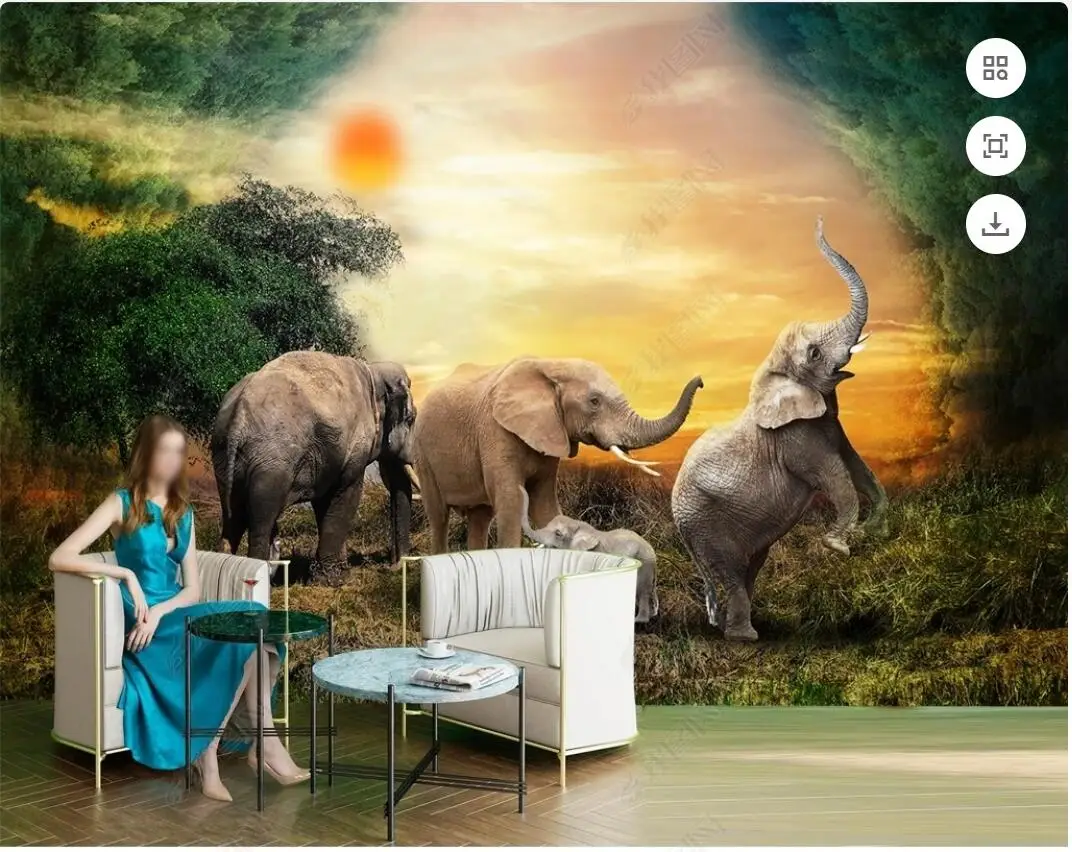 3d фотообои, сделанные на заказ, пейзажи со слонами в лесу, гостиная, современное украшение дома, обои для стен 3d