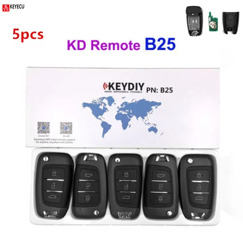 Keyecu 5 шт./лот KEYDIY B25 KD900 URG200 Пульт Дистанционного Управления 3-Кнопочный Ключ для Hyundai Style, KEYDIY Пульт Дистанционного управления для B25