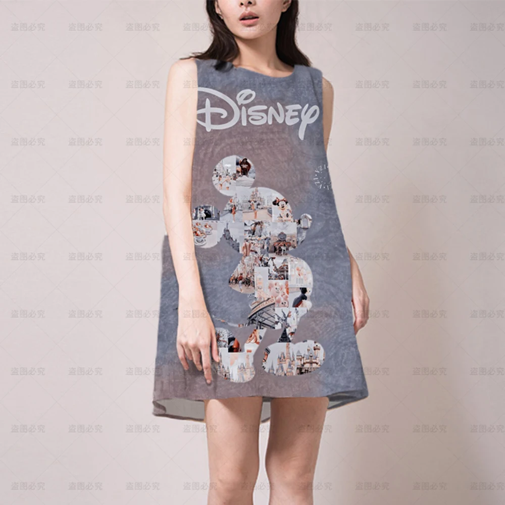Платья с принтом Disney Minnie Mickey, женские вечерние Элегантные повседневные 3D-платья Harajuku, пляжные платья, праздничные пляжные платья для девочек 2022