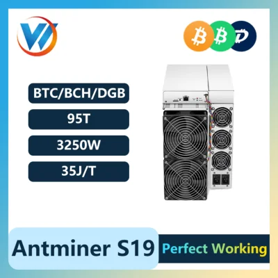 В наличии Новый Antminer S19JPRO 104T 100T 96TH / S Bitmain BTC Crypto Btc Mining Machine Asic Miner Bitcoin