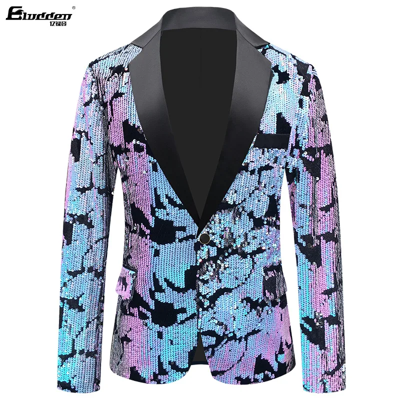 HOO 2023, новый мужской бархатный костюм с блестками, пиджак ведущего певца, блейзер для выступлений градиентного цвета.