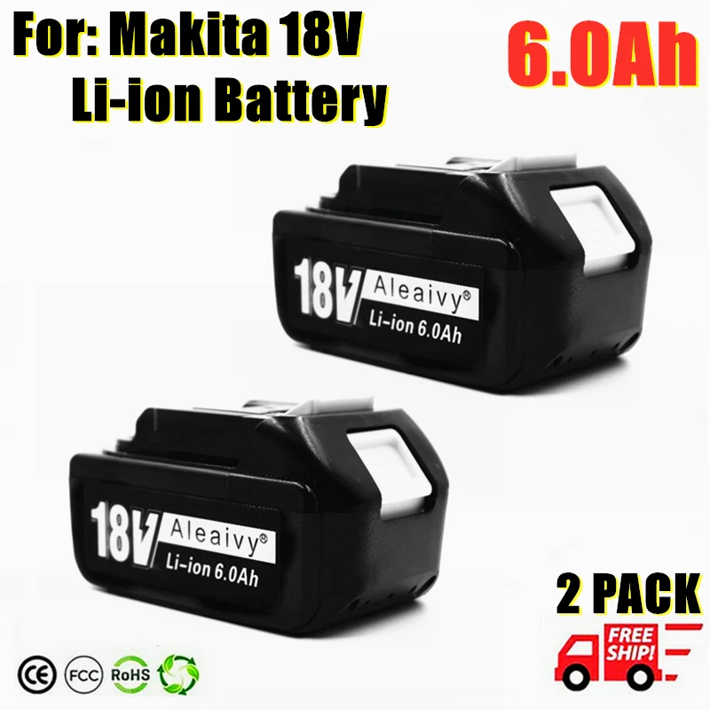 2 упаковки 6.0Ah AYBL1860B Замена Аккумулятора Makita 18V BL1860B BL1850B Bl1830 LXT400 Литий Ионные Аккумуляторные Батареи Для Электроинструментов