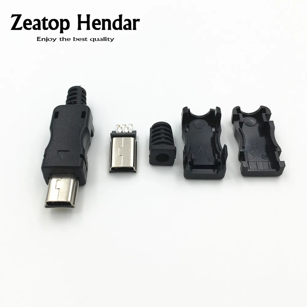 10шт DIY USB 2.0 Mini 5-контактный разъем типа B Сварочный Штекерный разъем 4 в 1 Адаптер Черный