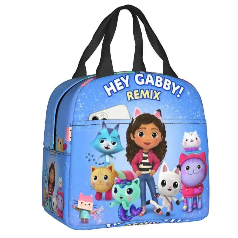Gabby Mercat Термоизолированная сумка для ланча Женская Gabbys Dollhouse Портативная сумка для ланча для детей, школьников, коробка для хранения продуктов питания