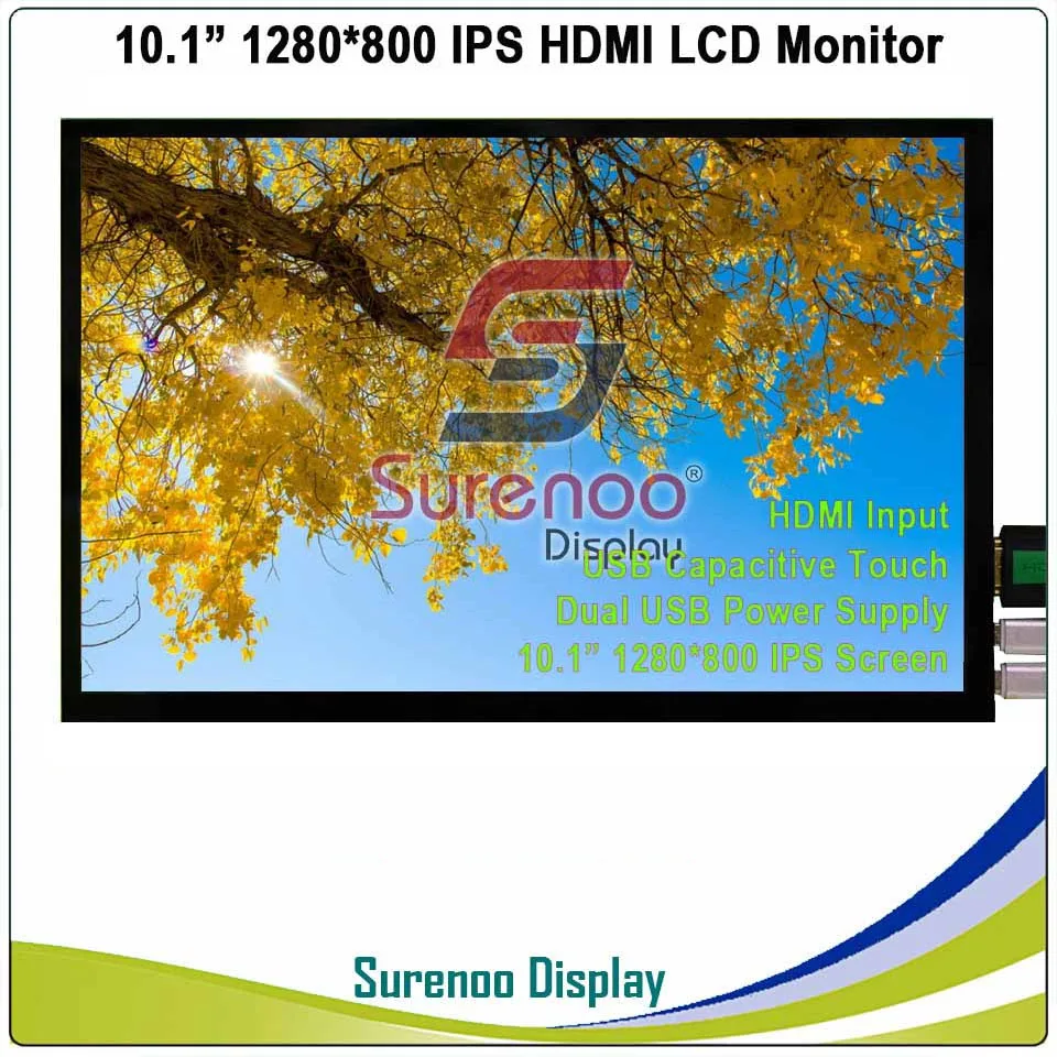10,1-дюймовый ЖК-модуль, совместимый с HDMI, 1280 * 800, Монитор IPS-экран, емкостная сенсорная панель USB для Raspberry Pi