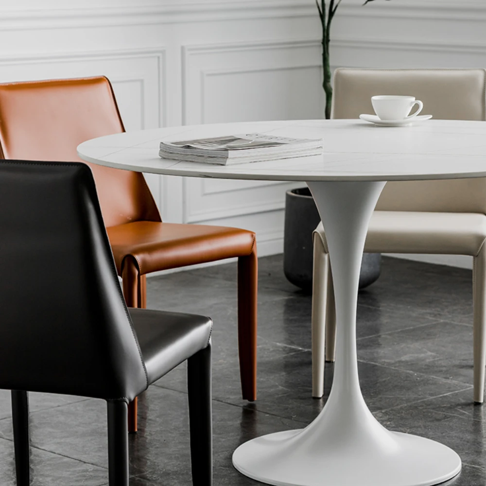Роскошный Мраморный обеденный стол для дома, современная комбинация обеденного стола и стула, круглый стол в виде тюльпана, Стол с каменной плитой