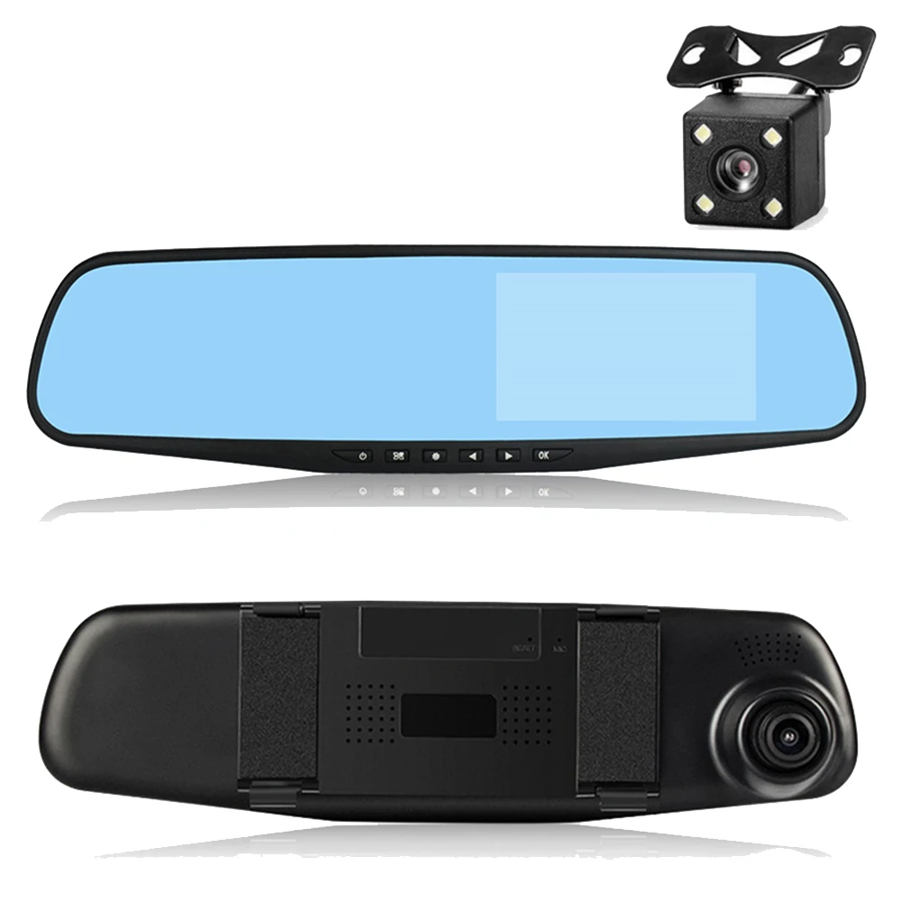 Автомобильный регистратор для зеркала заднего вида Мониторинг автомобиля автомобильный видеорегистратор с двойной записью спереди и сзади автомобиля