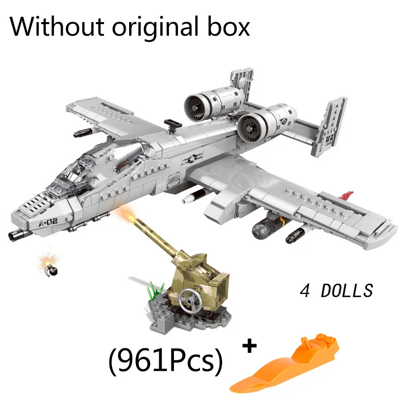 961шт Военный Истребитель A10 F35 Строительные блоки Thunderbolt II Истребитель-бородавочник DIY WW2 Самолет Кирпичные игрушки Подарки для детей