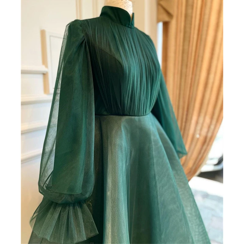 2023 Элегантное Мусульманское Вечернее Платье С Длинными Рукавами И Высоким Вырезом Для Особых Случаев, Праздничное Платье из Тюля vestido de gala Elegant Musli