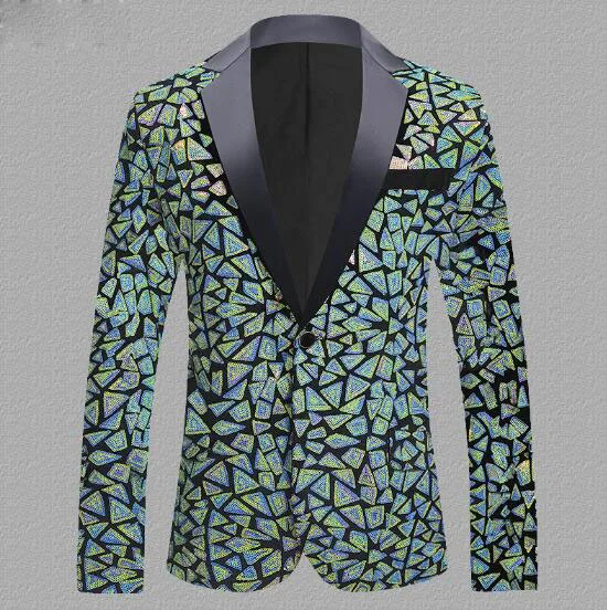 Новый геометрический узор, мужские костюмы для жениха с длинным рукавом, Блейзер на одной пуговице, мужские модные блейзеры из смеси хлопка, пальто ABB305