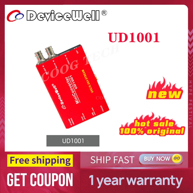 DeviceWell UD1001 SDI In to SDI Out Обновление TF-карты 1080P UVC UAC USB 5V Компьютеры Mobilphone Stream Новый Мини-конвертер видео
