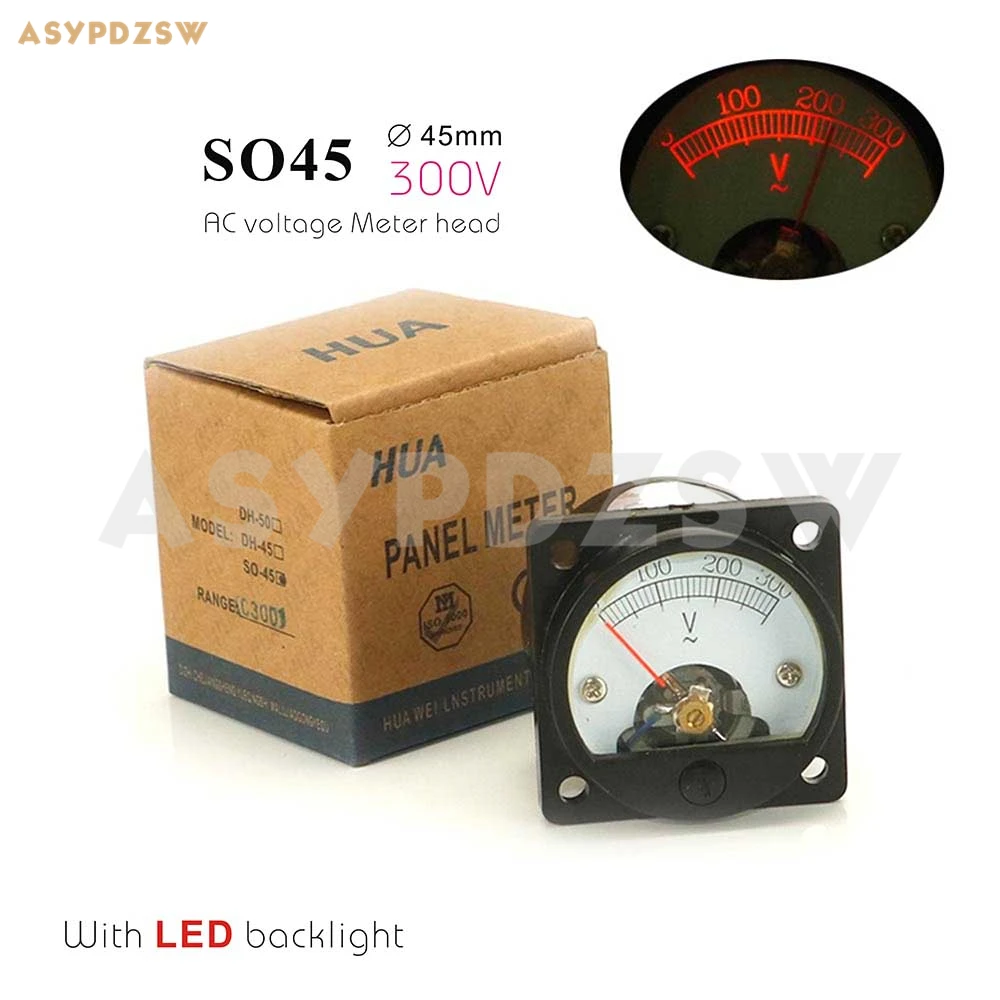 Механическая головка измерителя напряжения переменного тока типа SO45 300V D45mm со светодиодной подсветкой