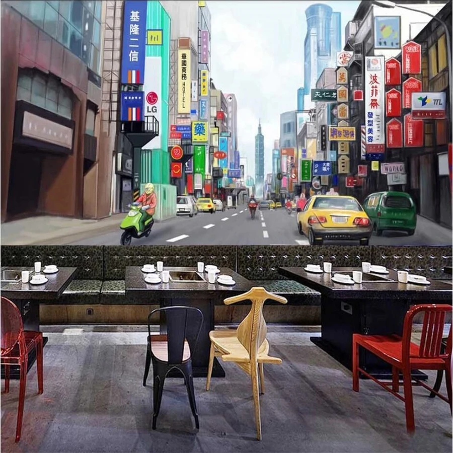 beibehang Пользовательские обои 3d фреска HD ручная роспись тайваньский пейзаж ресторан инструментальный фон декоративная роспись обоев