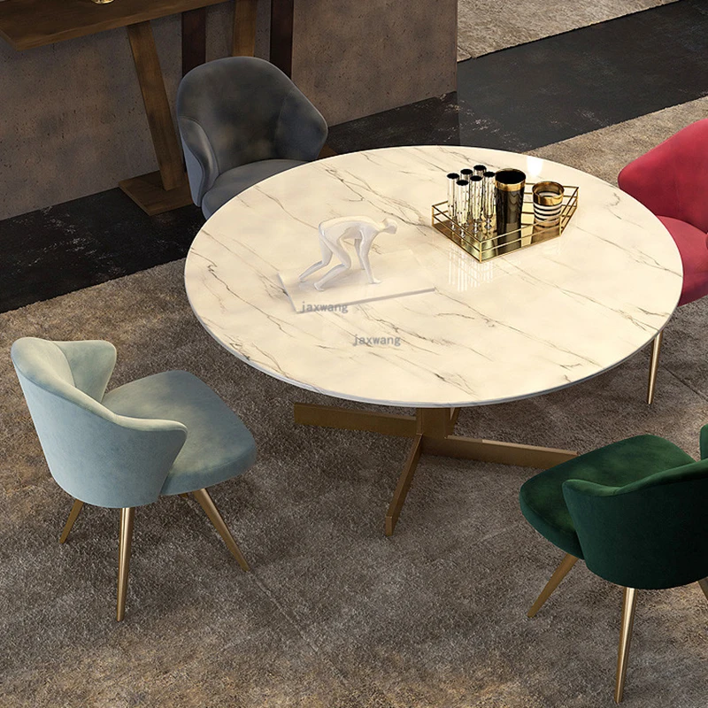 Скандинавские Модные стулья для столовой, легкая Постмодернистская мебель для кухни класса люкс, обеденный стул из бархата / кожи, Кресло для отдыха CN