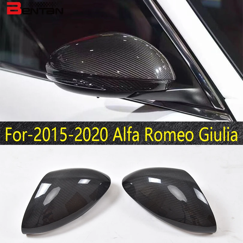 Применимо к крышке бокового зеркала Alfa Romeo Giulia из углеродного волокна, клейкой оболочке бокового зеркала автомобиля 2015-2020
