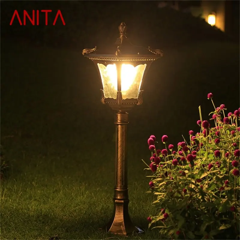 Наружные газонные фонари ANITA Ретро коричневая садовая лампа LED водонепроницаемая IP65 домашняя декоративная для дуплекса