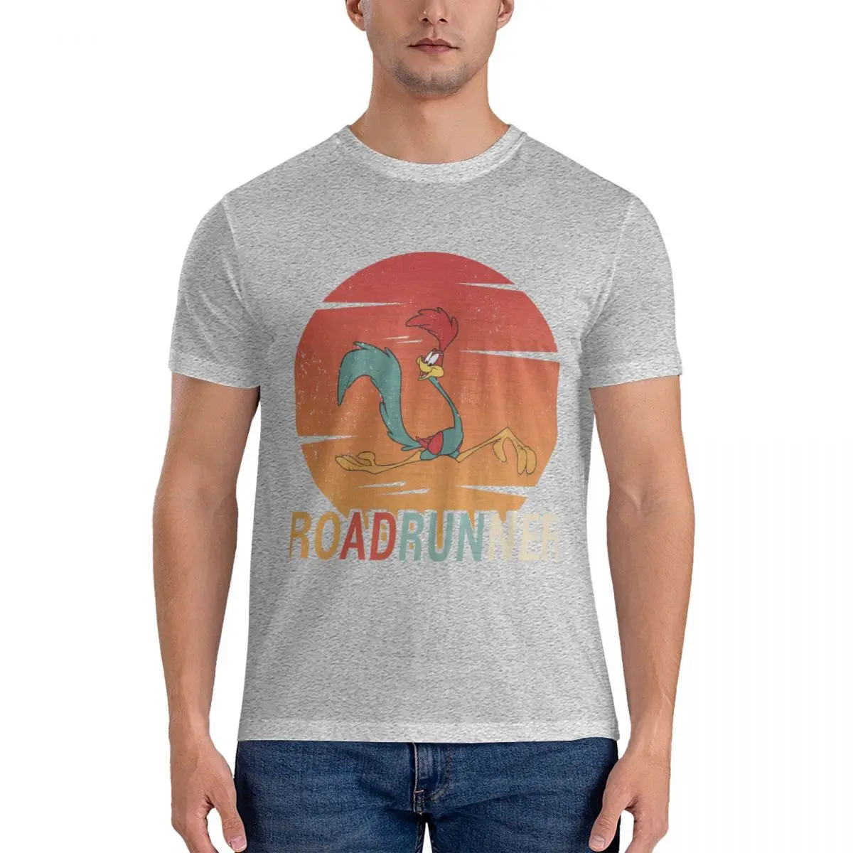 Винтажная классическая футболка Roadrunner силуэта в стиле ретро, футболка с коротким рукавом для мужчин, белые футболки для мальчиков, мужская одежда, футболка для мальчика