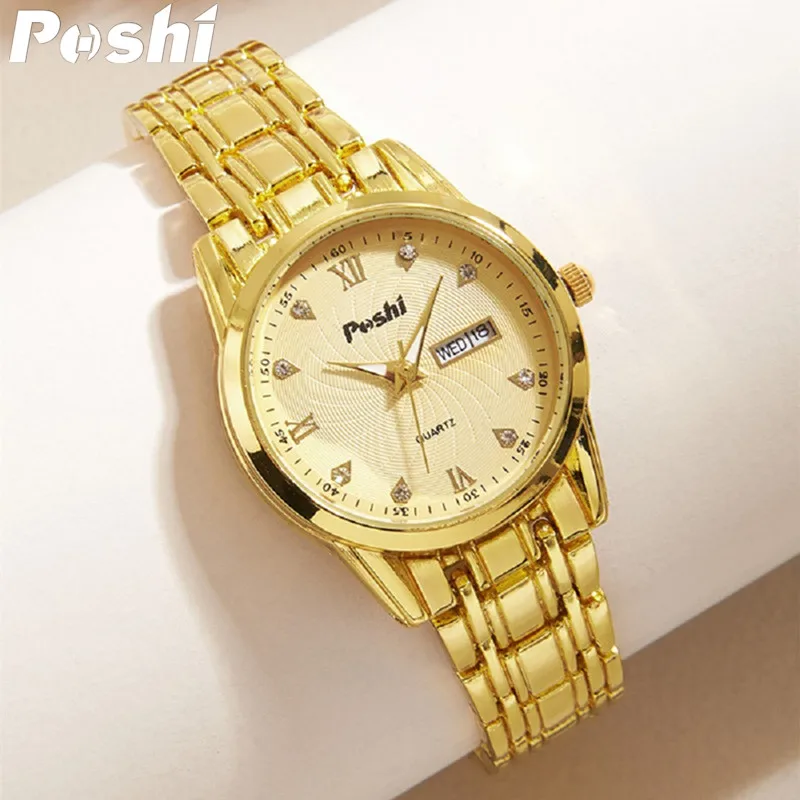 Женские наручные часы от ведущего бренда POSHI, оригинальные роскошные женские часы, водонепроницаемые кварцевые наручные часы из нержавеющей стали, женские часы