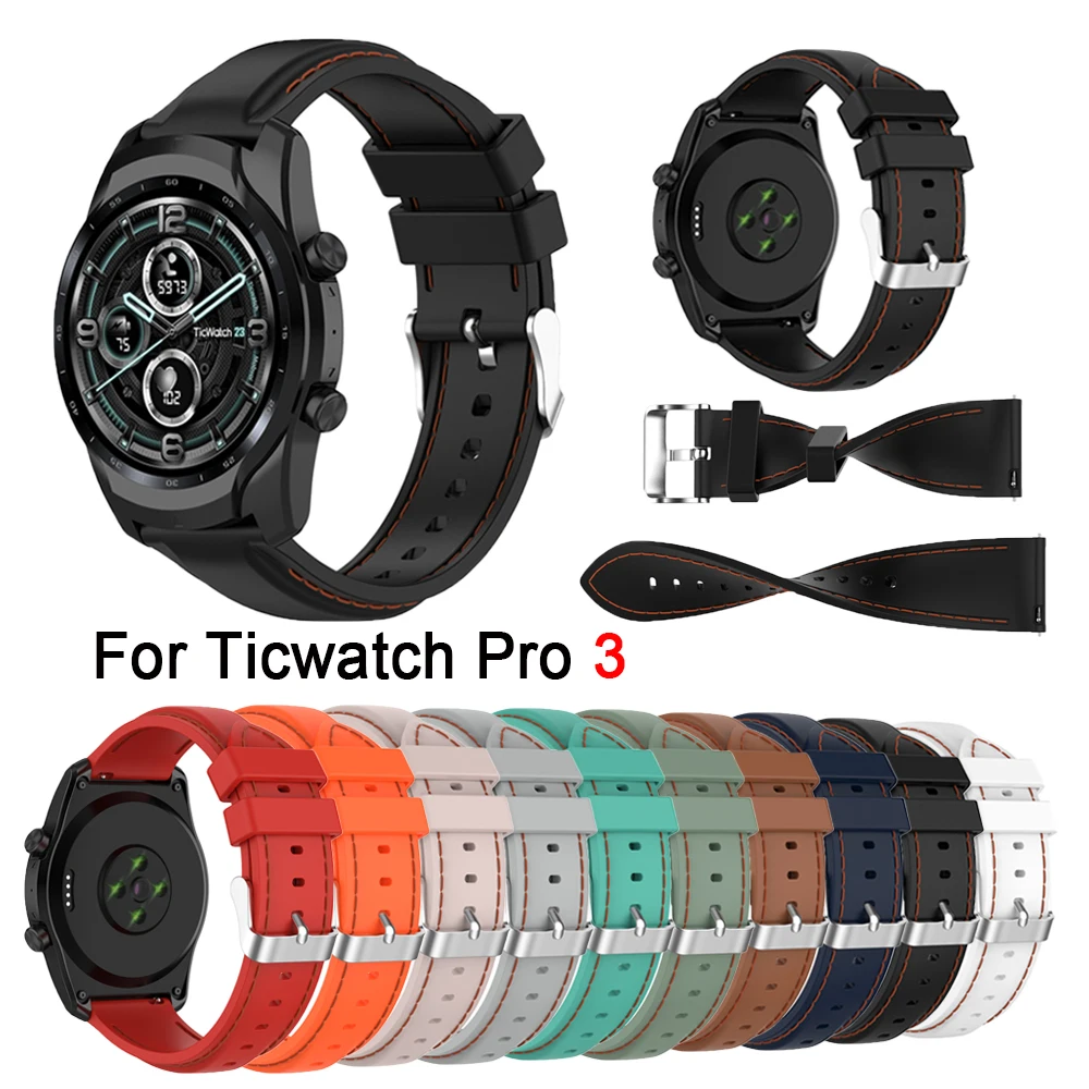 Силиконовый Ремешок Для часов ticwatch pro 3, Сменные Ремешки 22 мм, Спортивный Ремешок на Запястье для ticwatch pro 2020 GTX E2 S2, аксессуары