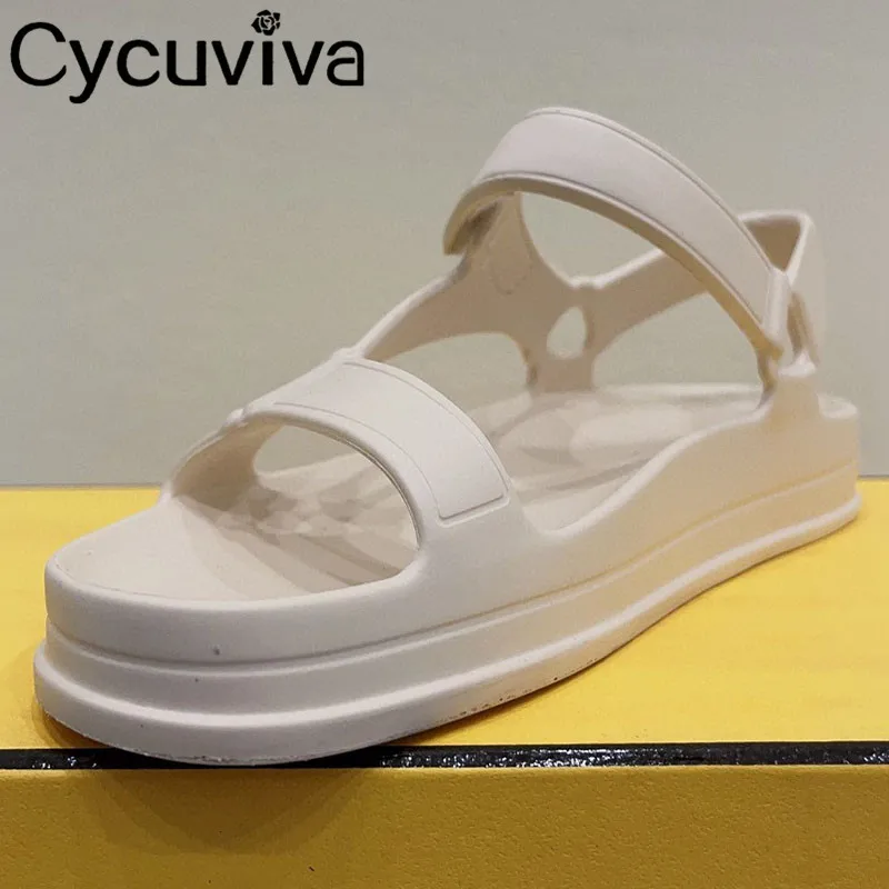 Новые легкие женские сандалии на плоской платформе EVA, женские дизайнерские брендовые сандалии на толстой подошве, Летняя повседневная обувь для прогулок, Женская пляжная обувь для отдыха