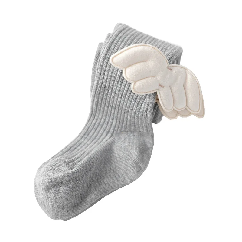 2022 Новые носки для маленьких девочек Angel Wing Лето-осень хлопчатобумажные колготки однотонного карамельного цвета для детей ясельного возраста