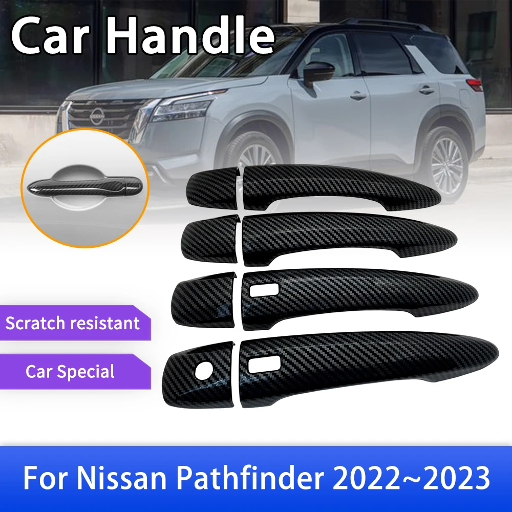 Умная дверная ручка из углеродного волокна для Nissan Pathfinder 5 R53 2022 2023, Украшение автомобиля, Антикоррозийные аксессуары, защитные наклейки