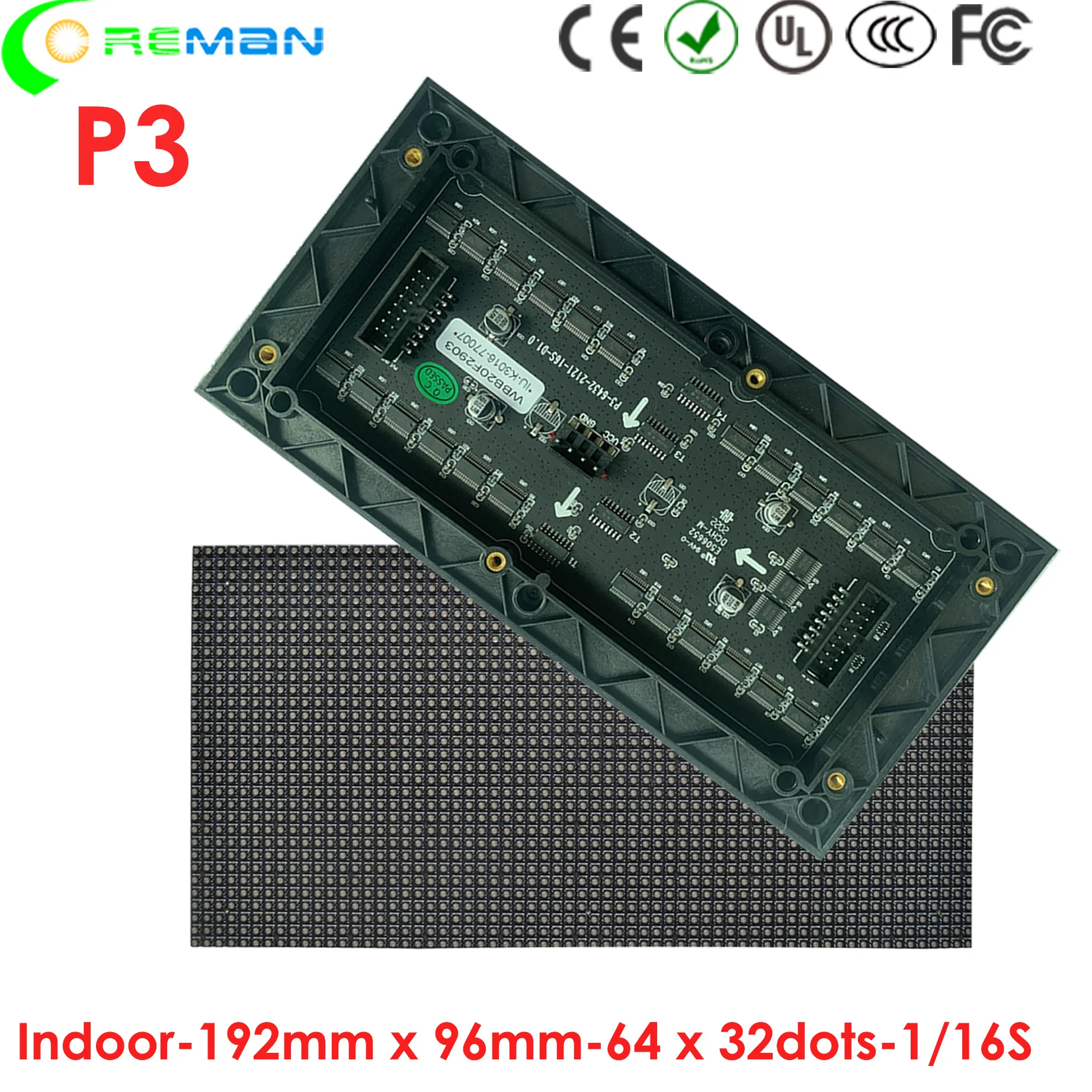 Светодиодный модуль 96*192 мм HD-видеостены с внутренним экраном smd p3 32*64 64*32 / шаг пикселя 3 мм 192x96 мм 64x32 точек светодиодный модуль