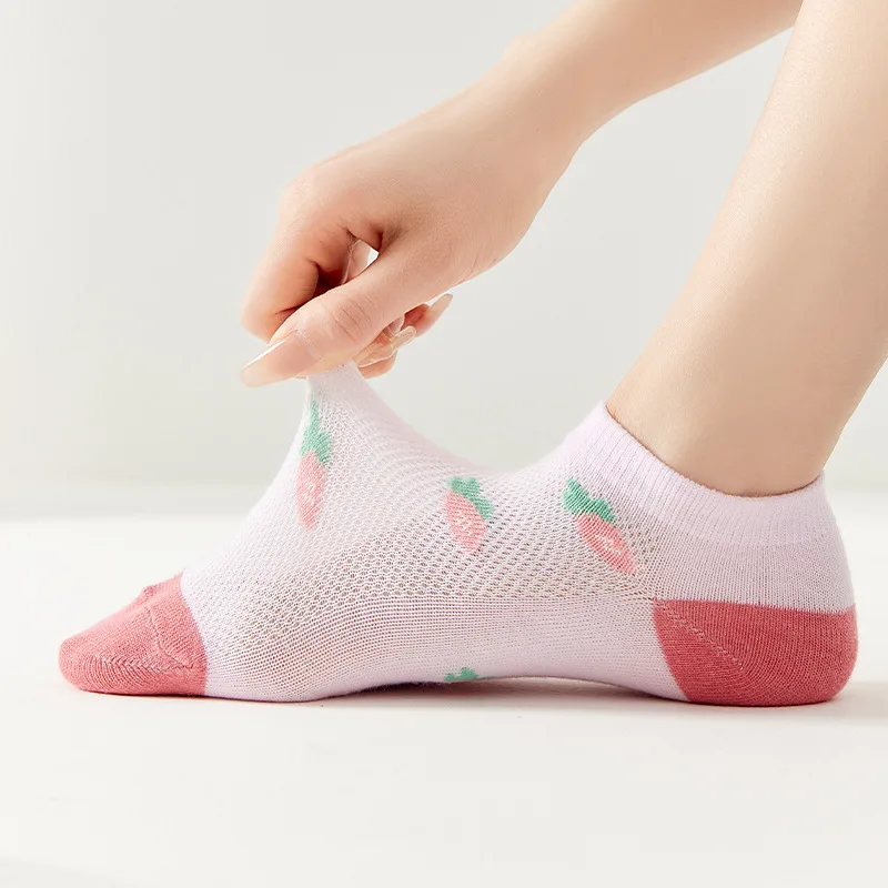 5 Пар / лот, клубничные носки, розовые носки для девочек, детские носки для девочек с героями мультфильмов, детские кальцетины