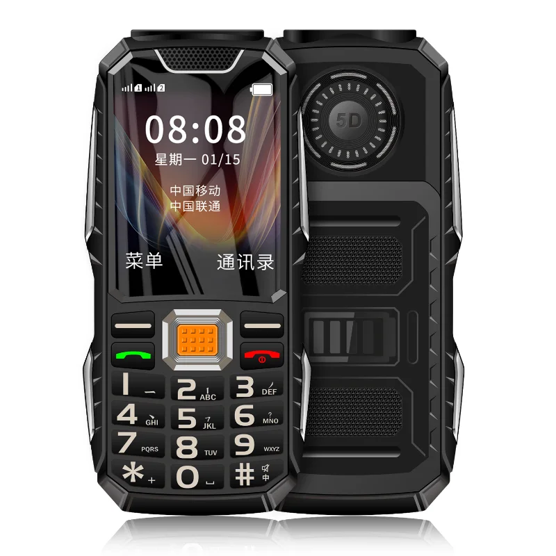 Кнопочный Прочный Мобильный Телефон 2,4 Дюйма С Двумя Sim-Картами Bluetooth, Двойной Фонарик MP3 FM, Большой Гудок, Дешевый Пылезащитный Противоударный Мобильный Телефон