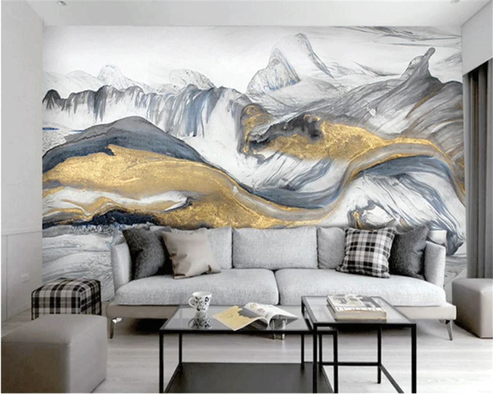 beibehang Индивидуальный современный новый китайский пейзаж гостиная фон для телевизора золотые обои абстрактные линии обои из папье-маше