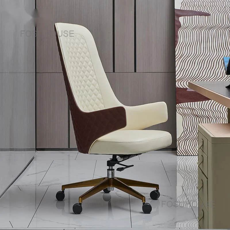 Итальянские легкие роскошные офисные стулья, мебель для дома, офисное компьютерное кресло в постмодернистском стиле, кожаное поворотное дизайнерское кресло с высокой спинкой