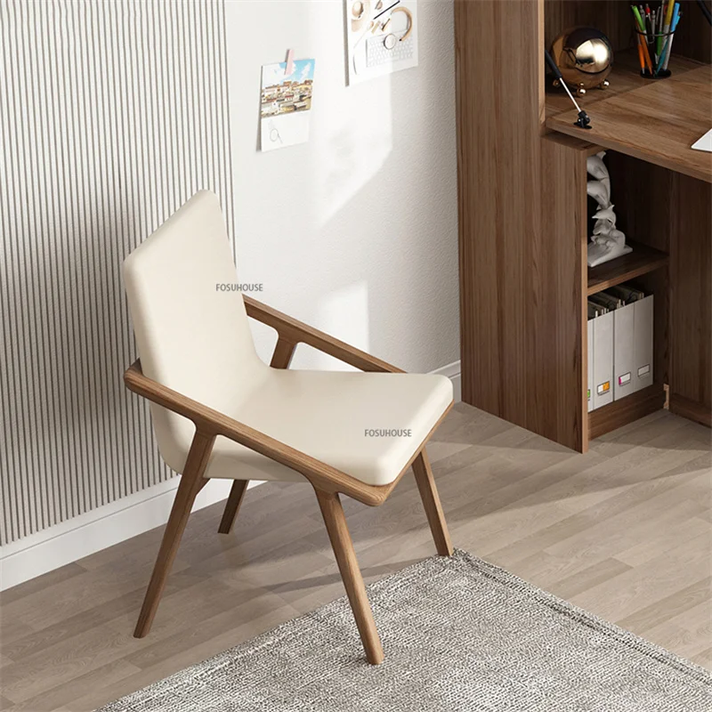 Обеденные стулья в скандинавском стиле из массива дерева, мебель для столовой, Простое Мягкое кресло для учебы и отдыха, домашняя спинка, Современный обеденный стол, стул